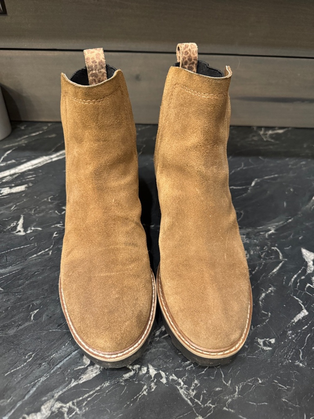 Women’s  Suede Chelsea Boots - Tan 2 1/2 inch heel